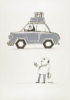 RICCARDO MANZI, Original Cartoon, black chalk and pastels